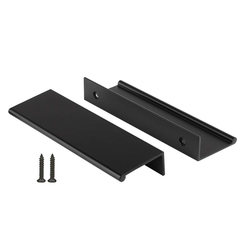 Peaha 10 Pack Kitchen Cabinet Handles 3-3/4 inch Black Pulls for Dresser Drawers Door Edge Finger Pull Aluminum Alloy Hardware - Image 1